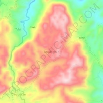 Topografische Karte Tinabyonan, Höhe, Relief
