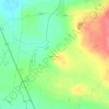 Topografische Karte Newtown Hill, Höhe, Relief