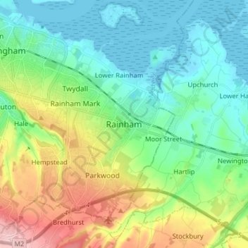 Topografische Karte Rainham, Höhe, Relief