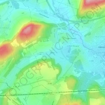 Topografische Karte Byans, Höhe, Relief