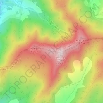 Topografische Karte Peña Redonda, Höhe, Relief