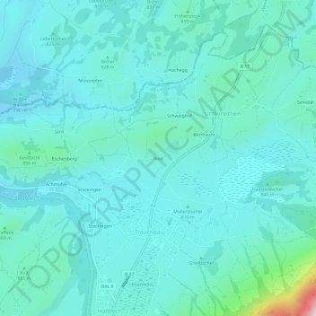 Topografische Karte Ried, Höhe, Relief