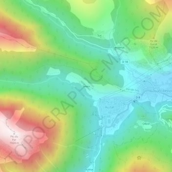 Topografische Karte Saleix, Höhe, Relief