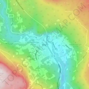 Topografische Karte Bagn, Höhe, Relief