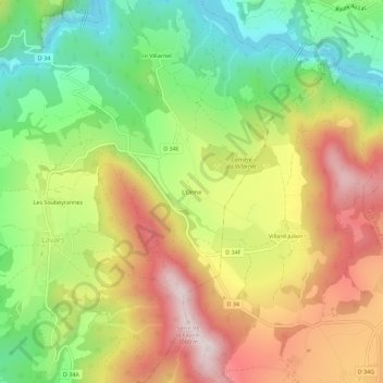 Topografische Karte L'Orme, Höhe, Relief