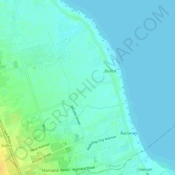 Topografische Karte Gulod, Höhe, Relief