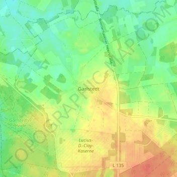Topografische Karte Garlstedt, Höhe, Relief