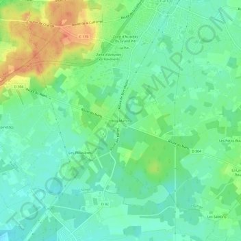 Topografische Karte Bois Martin, Höhe, Relief