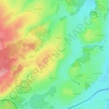 Topografische Karte Neuenried, Höhe, Relief