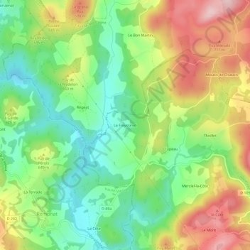 Topografische Karte Le Freyssinet, Höhe, Relief