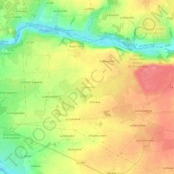 Topografische Karte La Charrie, Höhe, Relief