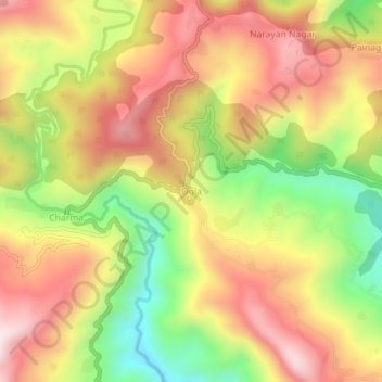 Topografische Karte Ogla, Höhe, Relief