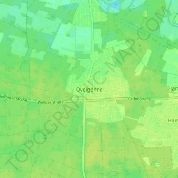 Topografische Karte Ovelgönne, Höhe, Relief