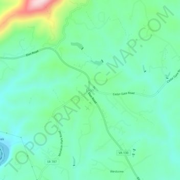 Topografische Karte Elon, Höhe, Relief