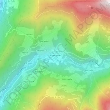 Topografische Karte Grange Neuve, Höhe, Relief
