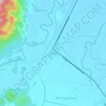 Topografische Karte Parang, Höhe, Relief