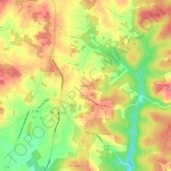 Topografische Karte Pirat Bas, Höhe, Relief