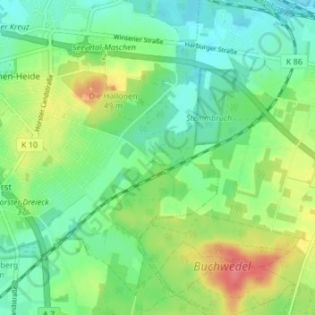Topografische Karte Freschenhausen, Höhe, Relief