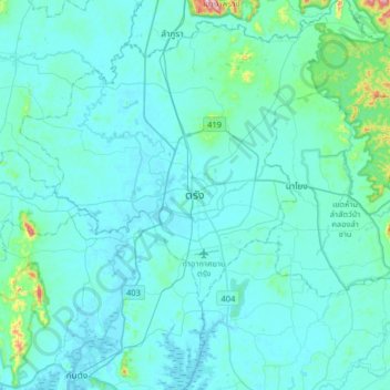 Topografische Karte Trang, Höhe, Relief