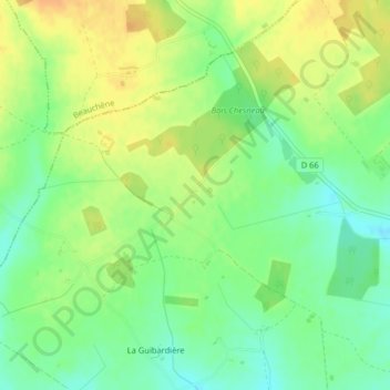 Topografische Karte La Champignelle, Höhe, Relief