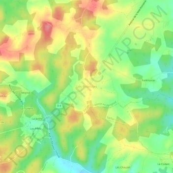 Topografische Karte Les Potences, Höhe, Relief