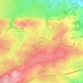 Topografische Karte Savernat, Höhe, Relief