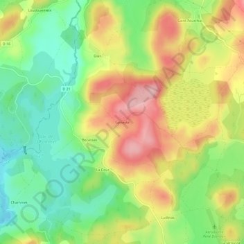 Topografische Karte Geneyte, Höhe, Relief