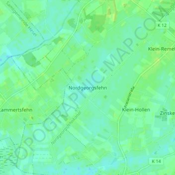 Topografische Karte Nordgeorgsfehn, Höhe, Relief