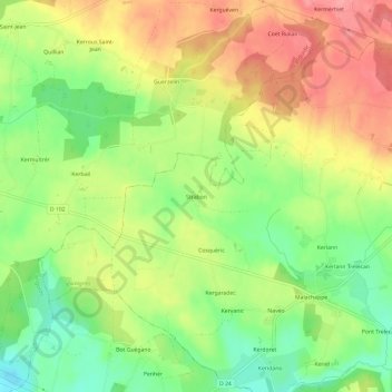 Topografische Karte Strabon, Höhe, Relief