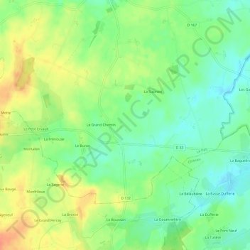 Topografische Karte Les Romagnes, Höhe, Relief