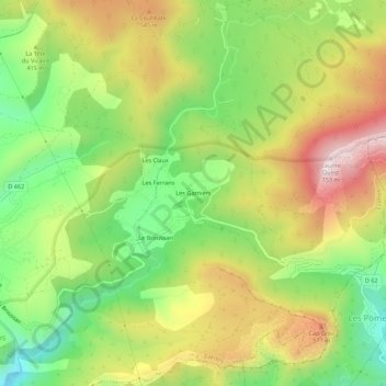 Topografische Karte Les Garniers, Höhe, Relief