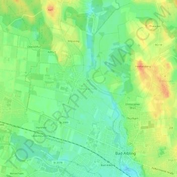 Topografische Karte Mietraching, Höhe, Relief