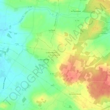 Topografische Karte Puits Sainton, Höhe, Relief