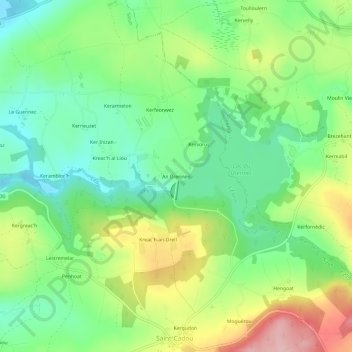 Topografische Karte An Drenneg, Höhe, Relief