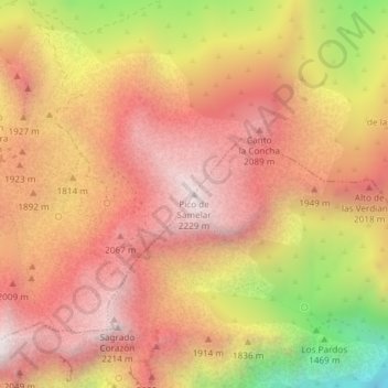 Topografische Karte Pico de Samelar, Höhe, Relief