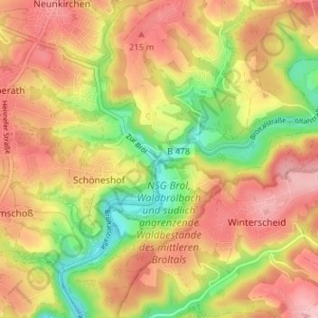 Topografische Karte Ingersau, Höhe, Relief
