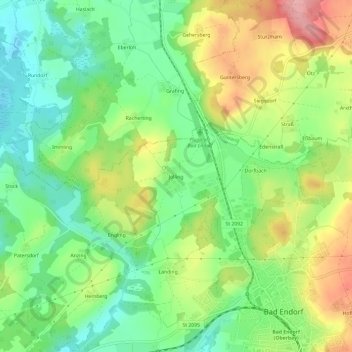 Topografische Karte Jolling, Höhe, Relief