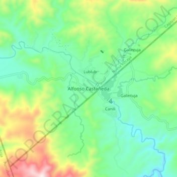 Topografische Karte Alfonso Castañeda, Höhe, Relief