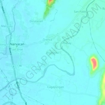 Topografische Karte Rivadavia, Höhe, Relief