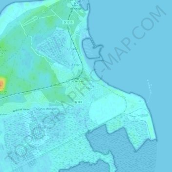 Topografische Karte Le Verdon-sur-Mer, Höhe, Relief