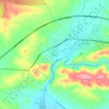 Topografische Karte Osma, Höhe, Relief