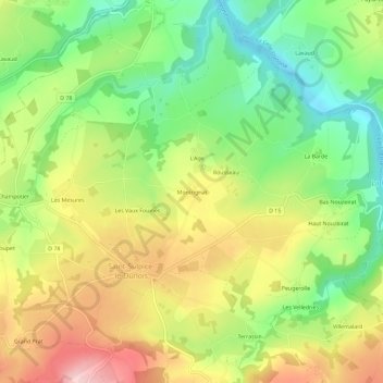 Topografische Karte Montrignat, Höhe, Relief