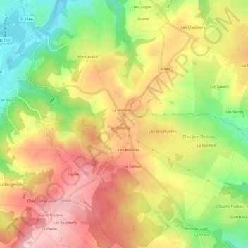 Topografische Karte La Boule, Höhe, Relief