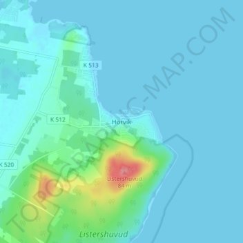 Topografische Karte Hörvik, Höhe, Relief