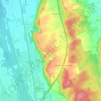Topografische Karte Illereichen, Höhe, Relief