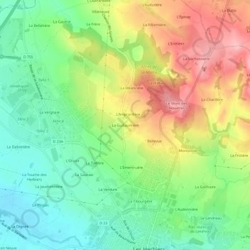 Topografische Karte La Guillaumière, Höhe, Relief