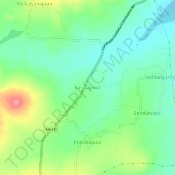 Topografische Karte Basavapura, Höhe, Relief