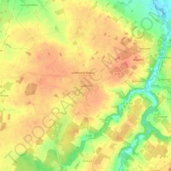 Topografische Karte La Bénate, Höhe, Relief