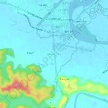Topografische Karte Macagtas, Höhe, Relief