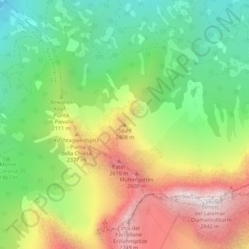 Topografische Karte Stuhl, Höhe, Relief